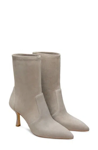 Stuart Weitzman Valentina Stretch Leather Bootie In Gray