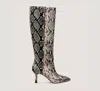 Stuart Weitzman Vinnie Snake-printed Leather Knee Boots In Brown