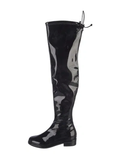 Pre-owned Stuart Weitzman Vegan Leather Boots In Black