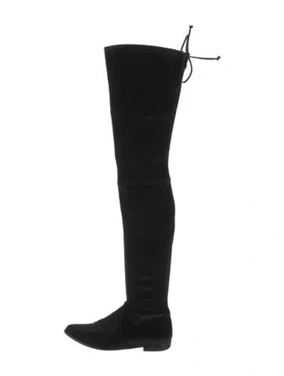 Pre-owned Stuart Weitzman Velvet Boots In Black