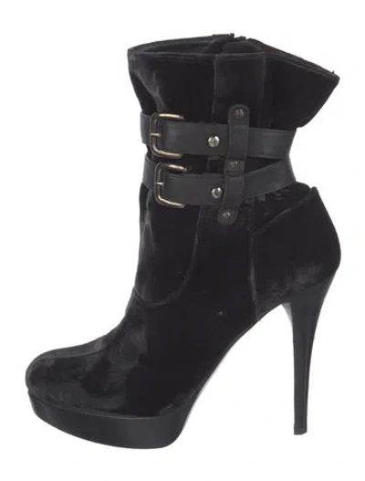 Pre-owned Stuart Weitzman Velvet Boots In Black