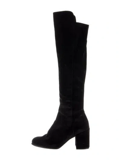 Pre-owned Stuart Weitzman Velvet Boots In Black