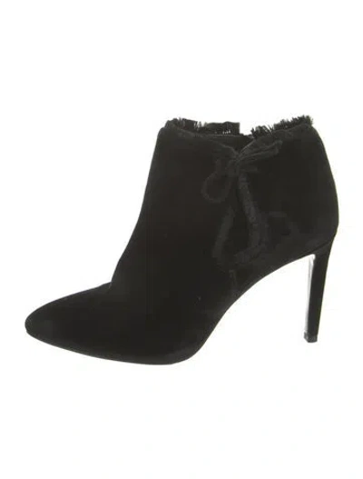 Pre-owned Stuart Weitzman Velvet Bow Accents Boots In Black