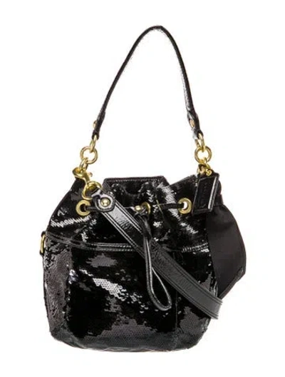 Pre-owned Stuart Weitzman Velvet Bucket Bag In Black