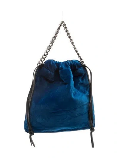 Pre-owned Stuart Weitzman Velvet Bucket Bag In Blue