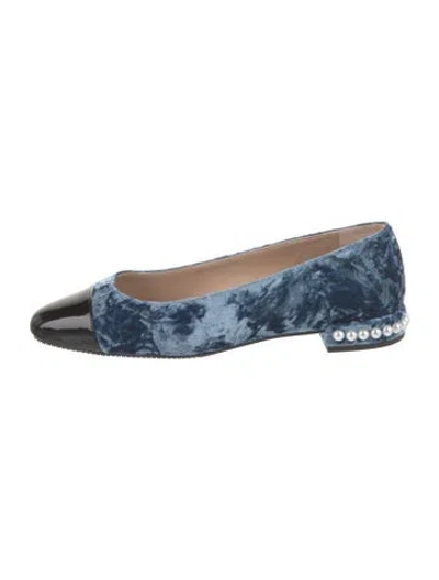 Pre-owned Stuart Weitzman Velvet Colorblock Pattern Ballet Flats In Blue