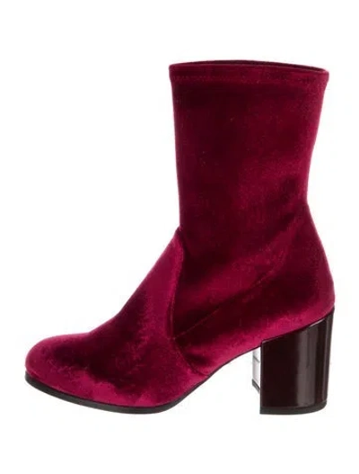 Pre-owned Stuart Weitzman Velvet Colorblock Pattern Boots In Pink