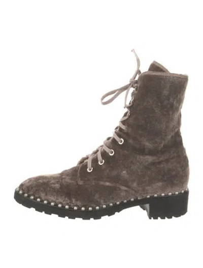 Pre-owned Stuart Weitzman Velvet Combat Boots