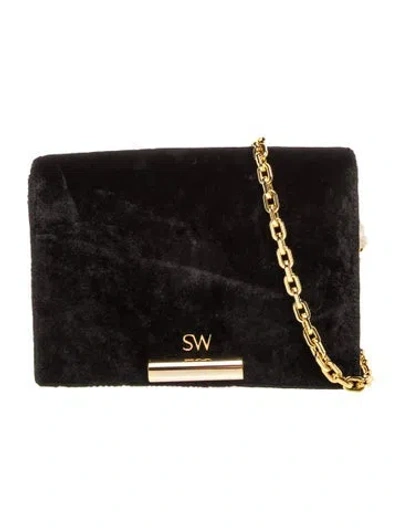 Pre-owned Stuart Weitzman Velvet Crossbody Bag In Black