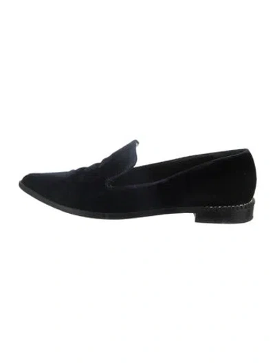 Pre-owned Stuart Weitzman Velvet Crystal Embellishments Loafers In Black
