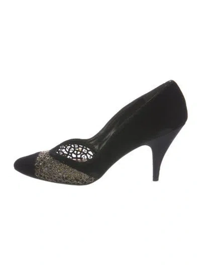 Pre-owned Stuart Weitzman Velvet Crystal Embellishments Pumps In Black