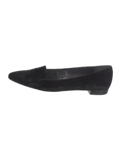 Pre-owned Stuart Weitzman Velvet Flats In Black