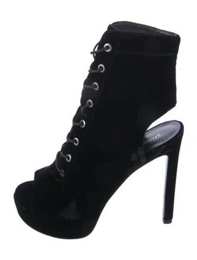 Pre-owned Stuart Weitzman Velvet Gladiator Sandals In Black
