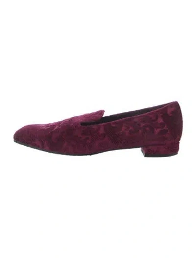 Pre-owned Stuart Weitzman Velvet Loafers In Burgundy