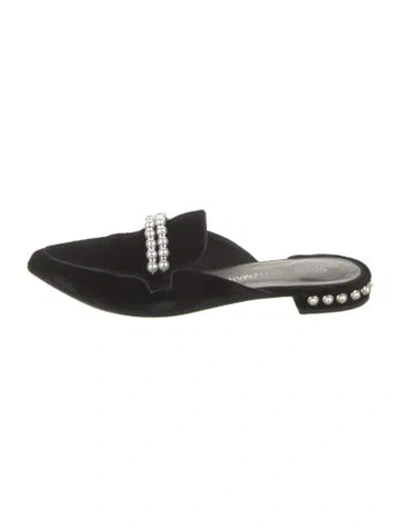 Pre-owned Stuart Weitzman Velvet Mules In Black