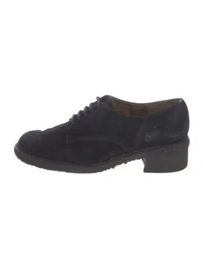 Pre-owned Stuart Weitzman Velvet Oxfords In Blue