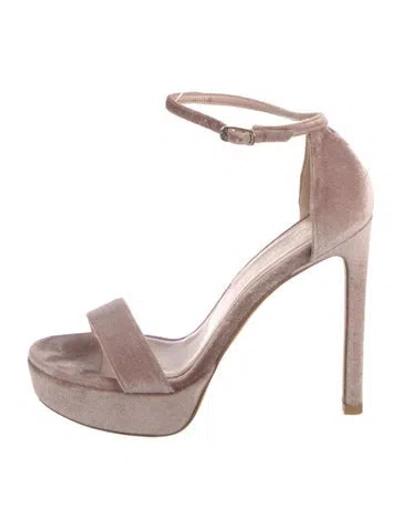 Pre-owned Stuart Weitzman Velvet Sandals In Pink