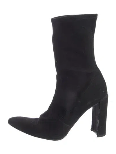Pre-owned Stuart Weitzman Velvet Sock Boots In Black