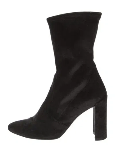 Pre-owned Stuart Weitzman Velvet Sock Boots In Black