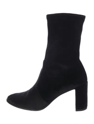 Pre-owned Stuart Weitzman Velvet Sock Boots In Black