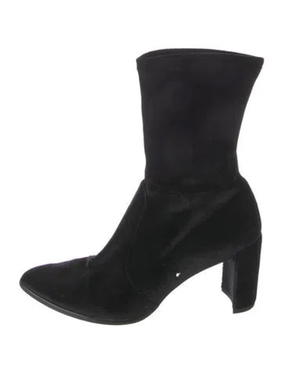 Pre-owned Stuart Weitzman Velvet Sock Boots In Black