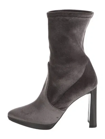 Pre-owned Stuart Weitzman Velvet Sock Boots In Gray