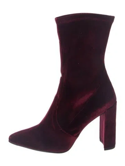 Pre-owned Stuart Weitzman Velvet Sock Boots In Purple