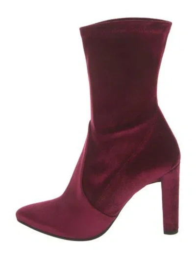 Pre-owned Stuart Weitzman Velvet Sock Boots In Red