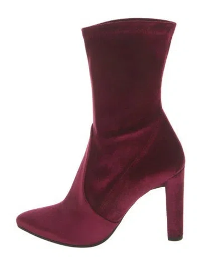 Pre-owned Stuart Weitzman Velvet Sock Boots In Red