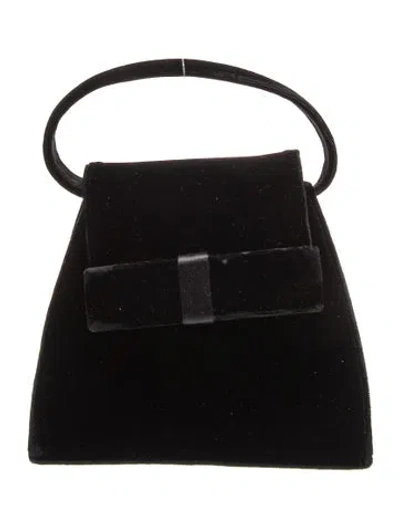 Pre-owned Stuart Weitzman Velvet Top Handle Bag In Black