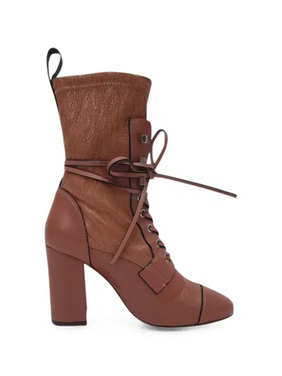 Pre-owned Stuart Weitzman Veruka Lace-up Ankle Boots In Brown