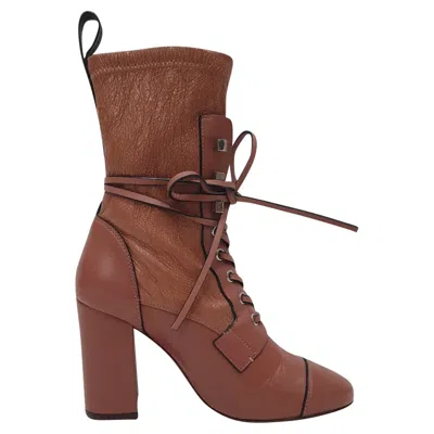 Stuart Weitzman Veruka Lace-up Ankle Boots In Rose Pink Leather In Brown