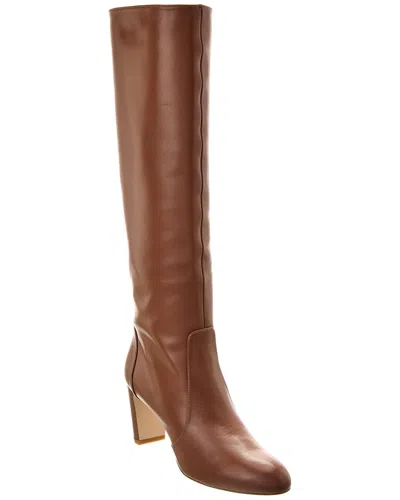 Stuart Weitzman Yuliana Leather Knee Boots In Briddle Brown