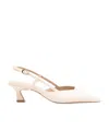 Stuart Weitzman Vinnie Leather Kitten Slingback Pumps In White
