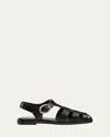 Stuart Weitzman Villa Leather Fisherman Sandals In Black