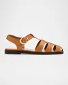 Stuart Weitzman Villa Leather Fisherman Sandals In Macchiato