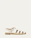 Stuart Weitzman Villa Leather Fisherman Sandals In White