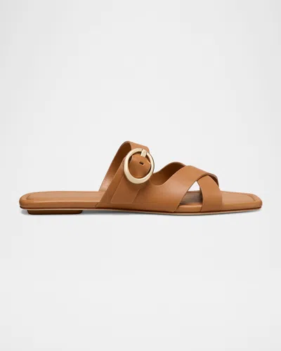 Stuart Weitzman Villa Leather Slide Sandals