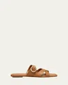 Stuart Weitzman Villa Leather Slide Sandals In Brown