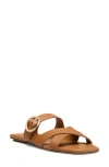 Stuart Weitzman Villa Leather Slide Sandals In Brown