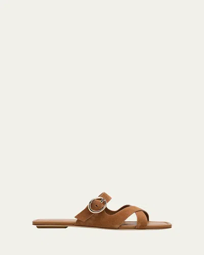 STUART WEITZMAN VILLA SUEDE SLIDE SANDALS