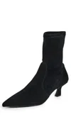 Stuart Weitzman Naomi Stretch Suede Ankle Booties In Black