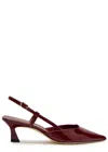 Stuart Weitzman Vinnie 50 Patent Leather Slingback Pumps In Burgundy