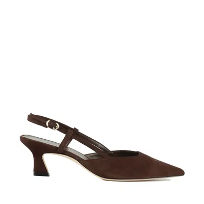 Stuart Weitzman Vinnie Suede Kitten Slingback Pumps In Brown
