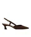 Stuart Weitzman Vinnie Suede Slingback Pumps In Brown