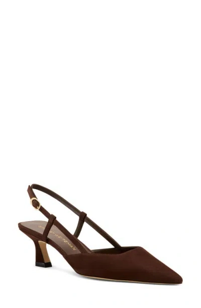 Stuart Weitzman Vinnie 50 Suede Slingback Pumps In Brown