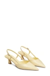 Stuart Weitzman Vinnie Leather Kitten Slingback Pumps In Lemon Chiffon