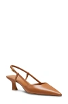 Stuart Weitzman 'winnie' Brown Slingback Pumps Wirh Medium Heel In Leather Woman In Macchiato