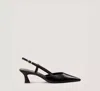 Stuart Weitzman 'winnie' Black Slingback Pumps Wirh Medium Heel In Black