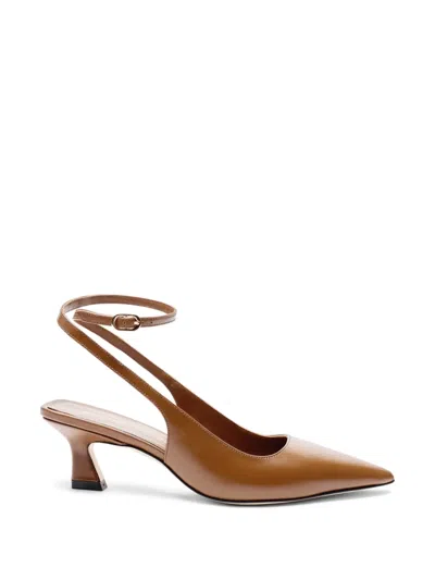 Stuart Weitzman Vinnie 50 Squared Strap Pump In Brown